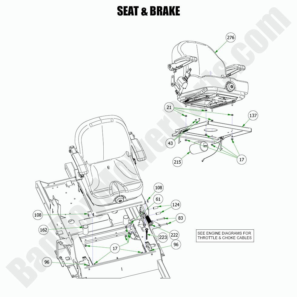 2874 - Bad Boy Mower Parts Lookup > 2022 > Renegade - Gas > Seat & Brake